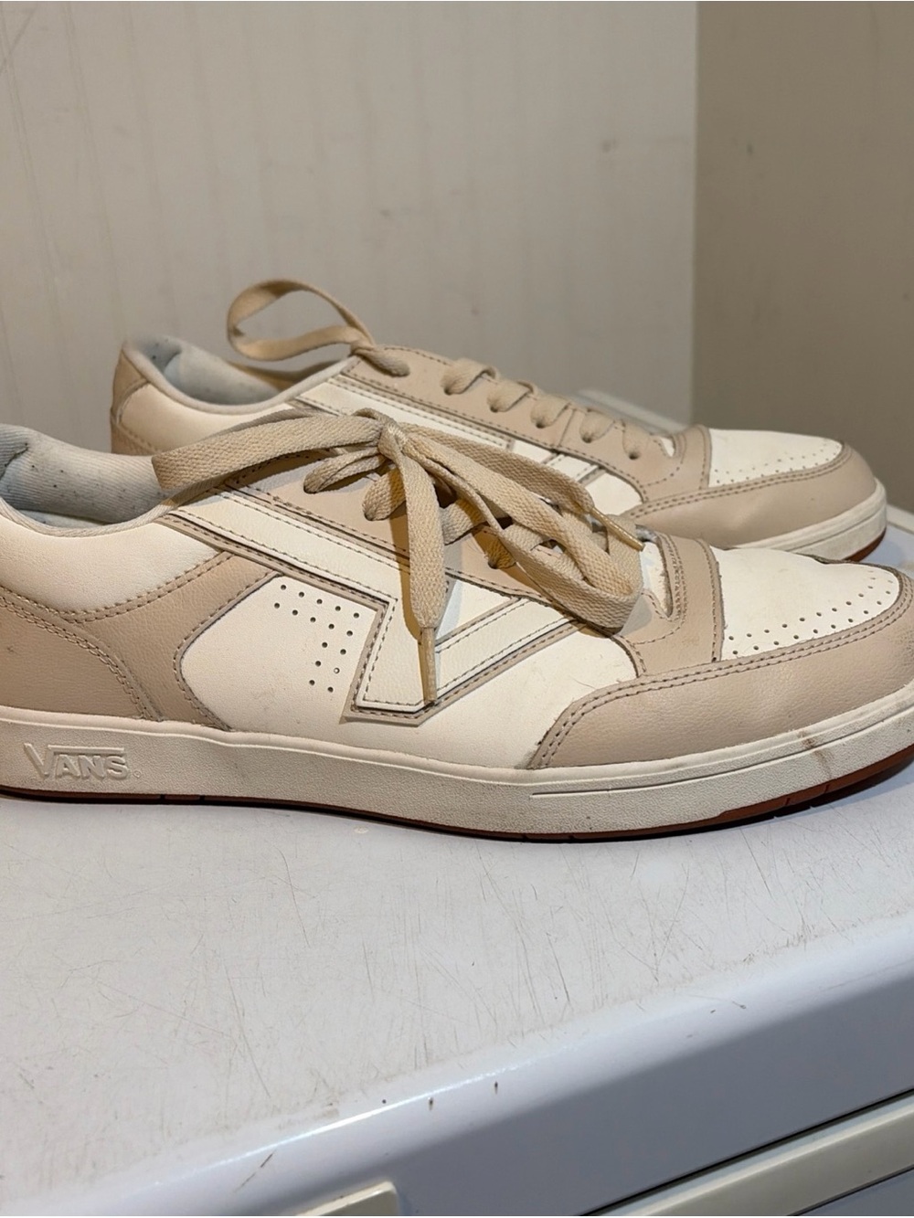 Vans Lowland CC  Cream and Tan Low-Top Sneakers. Used condition No Box!!